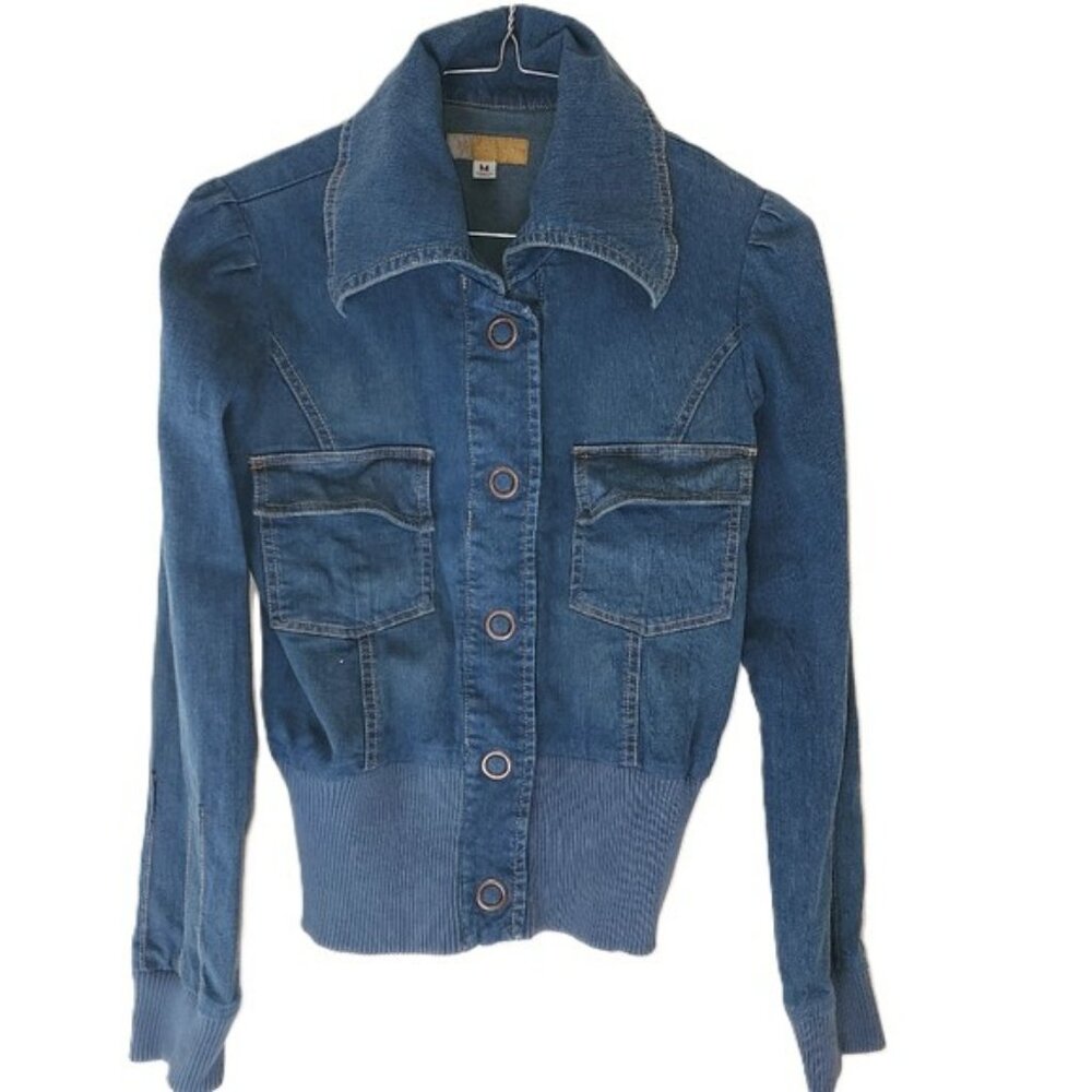 Tulle Anthropologie Retro style Long sleeve Jean Jacket Size Medium
